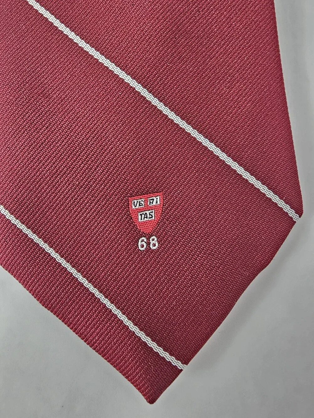 Vintage Harvard University Class of 1968 Silk Repp Tie Burgundy Ivy League